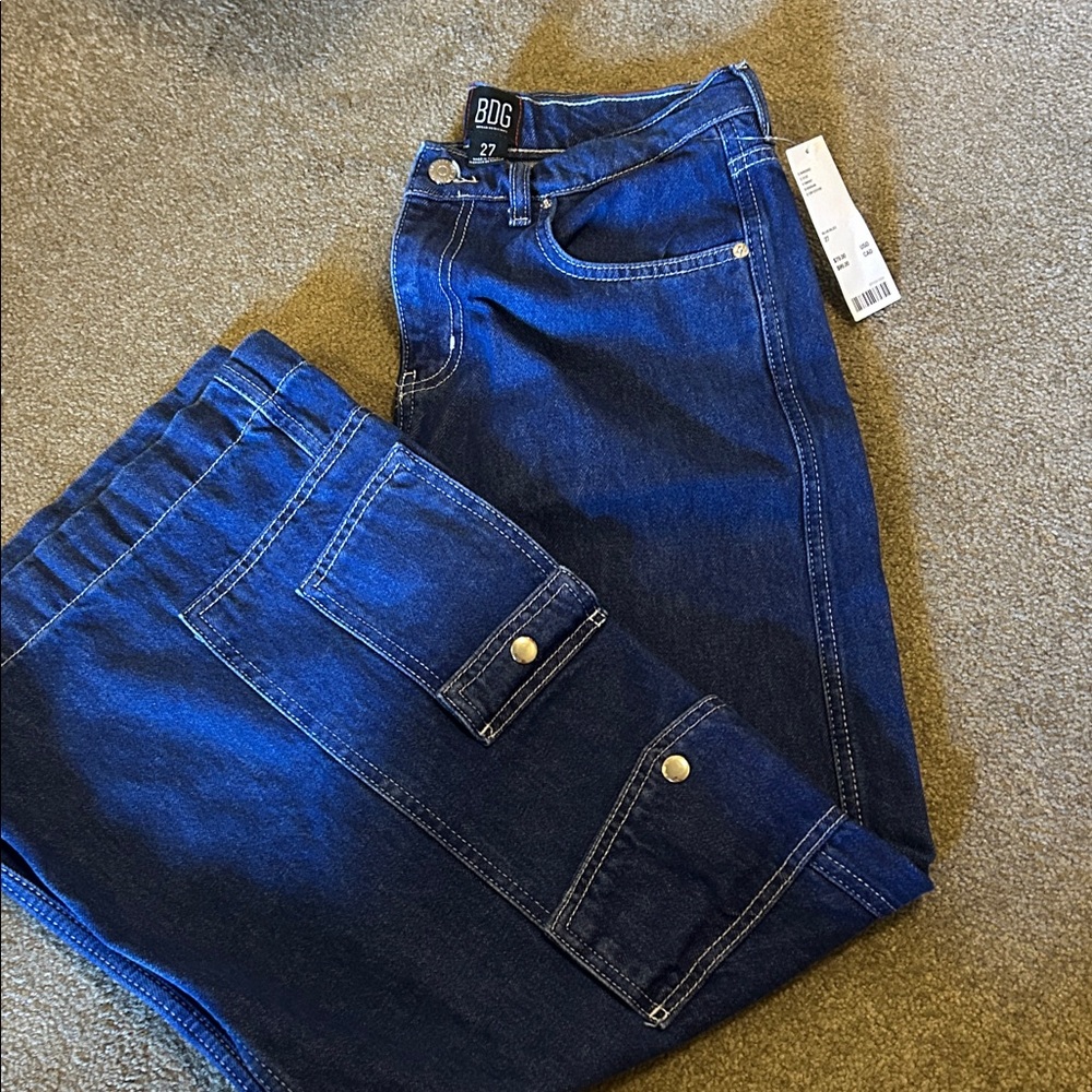 BDG Dark Blue Denim Cargo Jeans